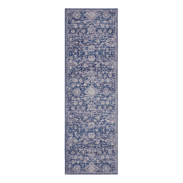 In - und Outdoor Teppich Alexandria - Polypropylen - Blau / Weiß - 80 x 200 cm