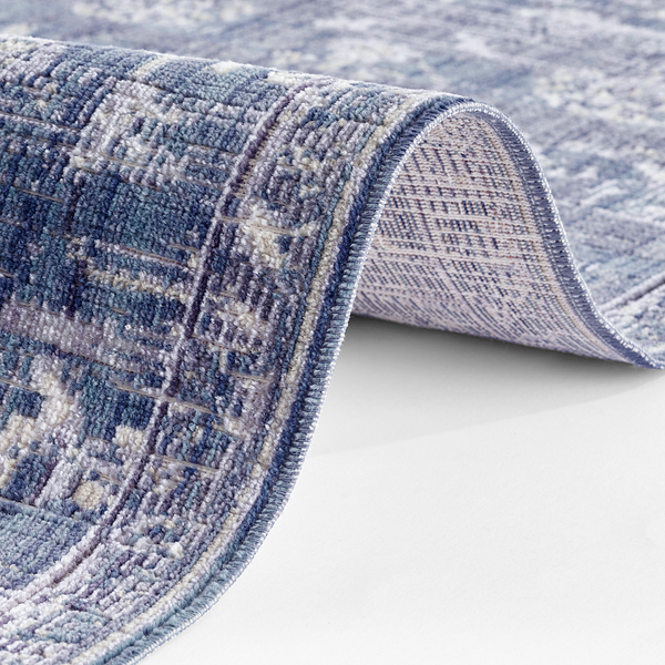 In - und Outdoor Teppich Alexandria - Polypropylen - Blau / Weiß - 80 x 200 cm