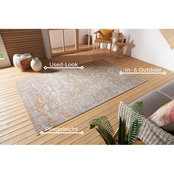 In - und Outdoor Teppich Port Said - Polypropylen - Beige / Weiß - 200 x 280 cm