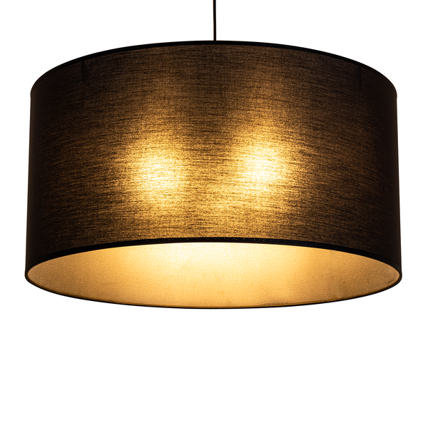 Pendelleuchte Toru - Stahl / Baumwollstoff - Schwarz - 60 x 30 cm