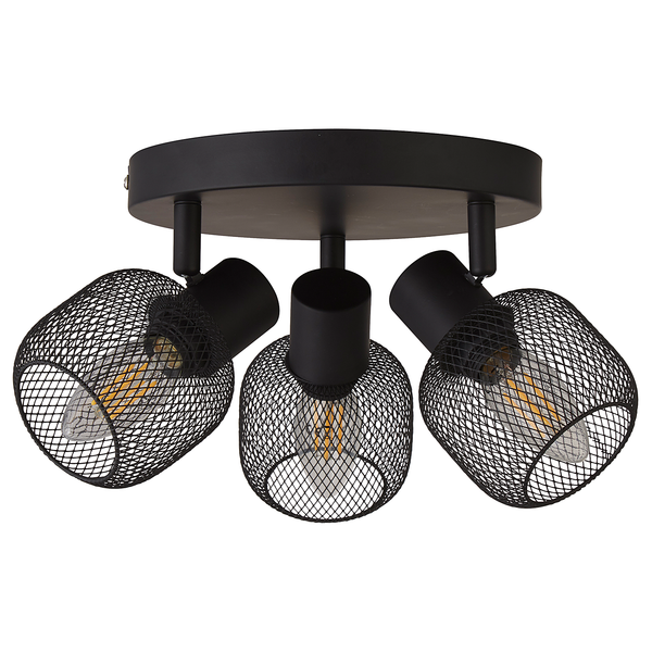 Deckenleuchte Mesh 3-flammig - Stahl - Schwarz
