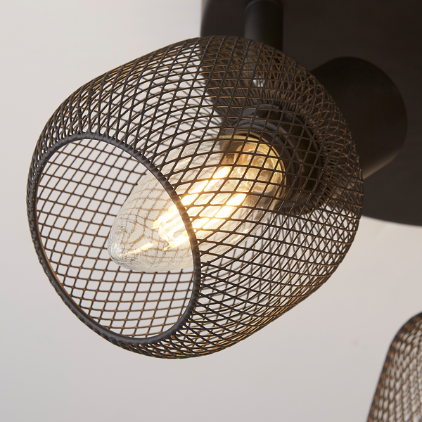 Deckenleuchte Mesh 3-flammig - Stahl - Schwarz