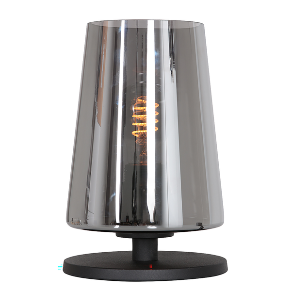 Tischleuchte Ancilla Typ C - Eisen / Rauchglas - 1-flammig - Schwarz