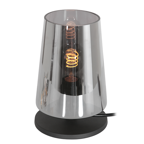 Tischleuchte Ancilla Typ C - Eisen / Rauchglas - 1-flammig - Schwarz