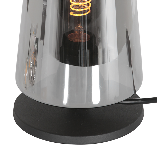 Tischleuchte Ancilla Typ C - Eisen / Rauchglas - 1-flammig - Schwarz