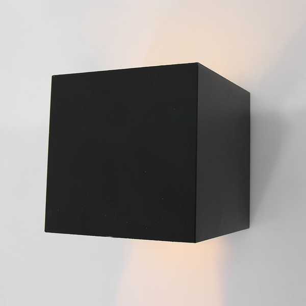 Wandleuchte Muro - Eisen / Baumwolle - 2-flammig - Schwarz