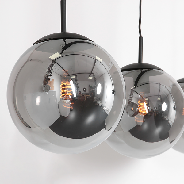 Pendelleuchte Bollique 3-flammig - Eisen / Rauchglas - Schwarz - 3-flammig