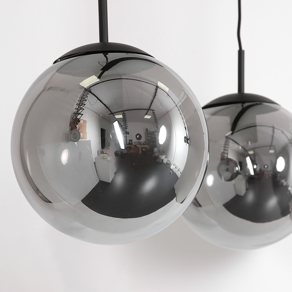 Pendelleuchte Bollique 3-flammig - Eisen / Rauchglas - Schwarz - 3-flammig