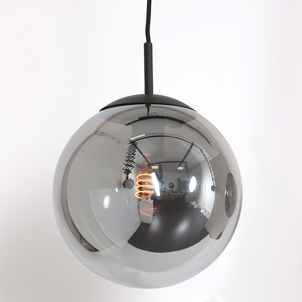 Pendelleuchte Bollique 3-flammig - Eisen / Rauchglas - Schwarz - 3-flammig