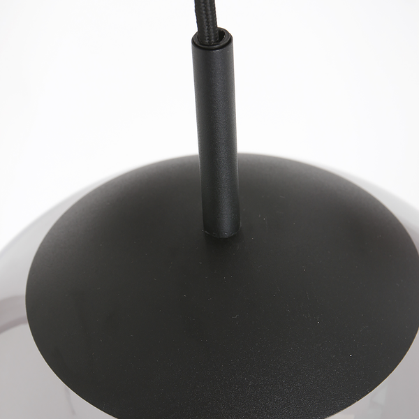 Pendelleuchte Bollique 3-flammig Rund - Eisen / Rauchglas - Schwarz - 3-flammig