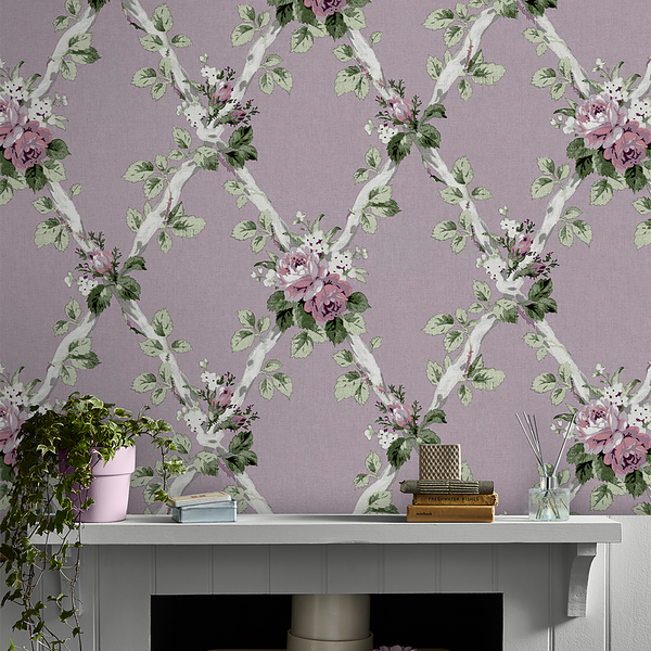 Vliestapete Laura Ashley Elwyn - 10 m x 52 cm - Violett