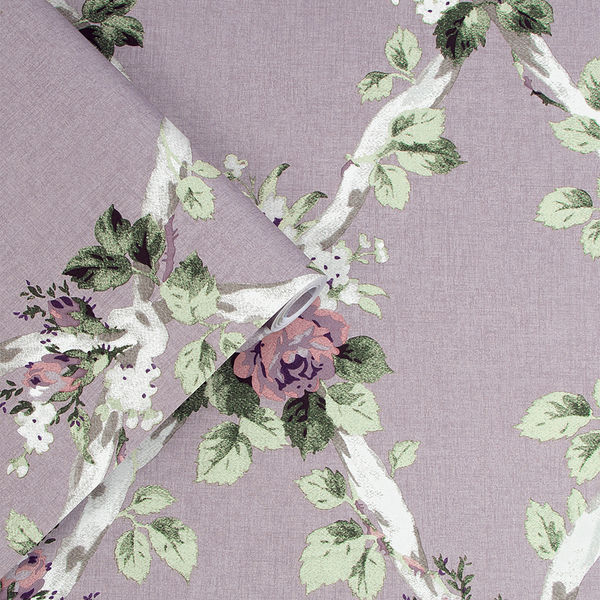 Vliestapete Laura Ashley Elwyn - 10 m x 52 cm - Violett
