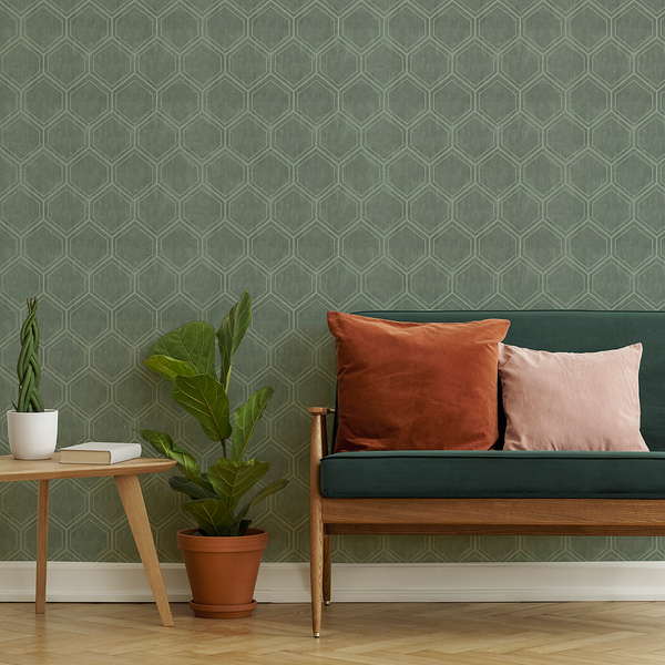 Vliestapete Hexagon Typ A - 10 m x 52 cm - Grün