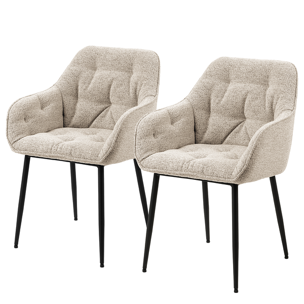 Armlehnenstuhl Magrin 2er-Set - Bouclé Stoff Moena: Beige