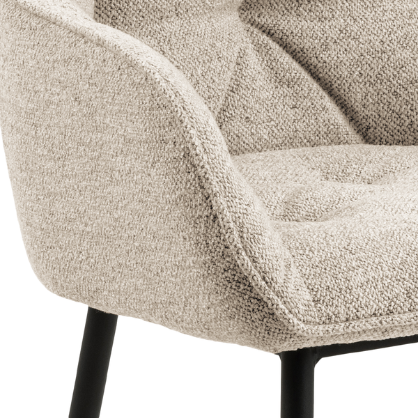 Armlehnenstuhl Magrin 2er-Set - Bouclé Stoff Moena: Beige