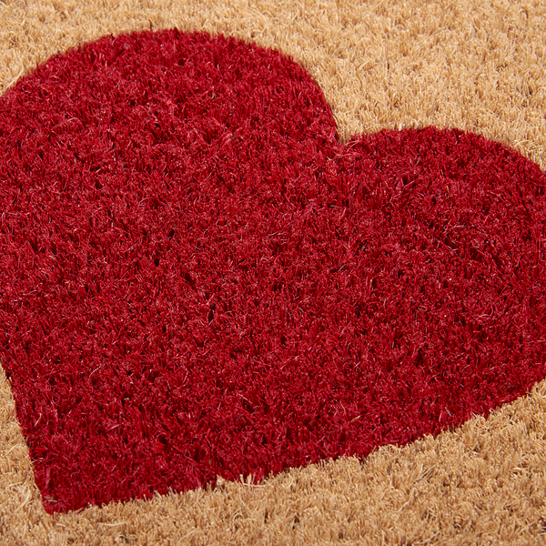 Fußmatte Kokos Heart in Home - Kokos / PVC - Beige / Rot