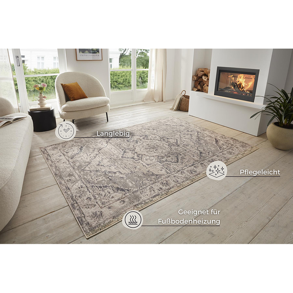 Kurzflorteppich Sand - Polypropylen - Creme / Beige - 80 x 120 cm