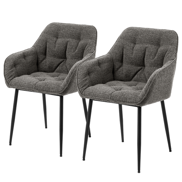 Armlehnenstuhl Magrin 2er-Set - Bouclé Stoff Moena: Anthrazit