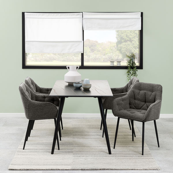 Armlehnenstuhl Magrin 2er-Set - Bouclé Stoff Moena: Anthrazit