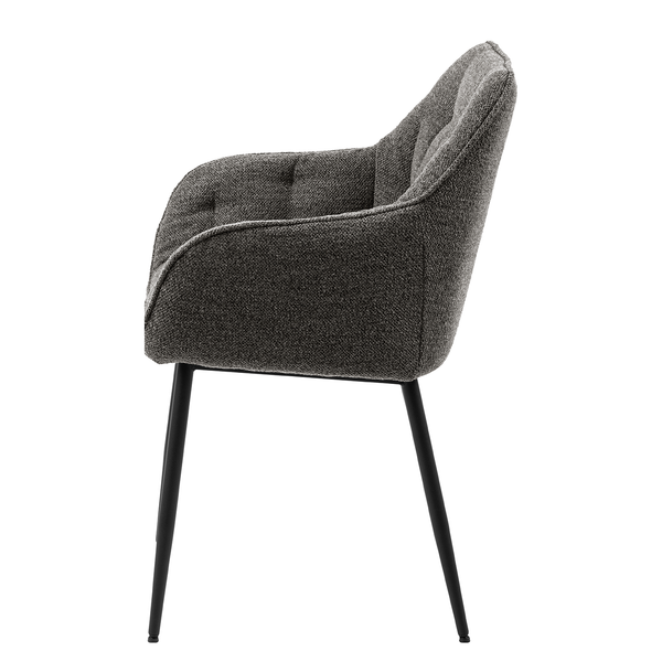 Armlehnenstuhl Magrin 2er-Set - Bouclé Stoff Moena: Anthrazit