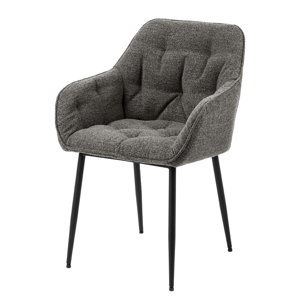 Armlehnenstuhl Magrin 2er-Set - Bouclé Stoff Moena: Anthrazit