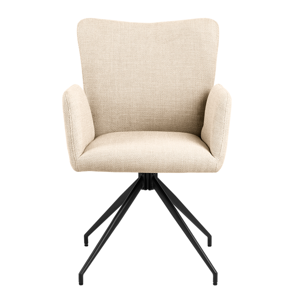 Drehbarer Armlehnenstuhl Doulba 2er-Set - Strukturstoff Badia: Beige