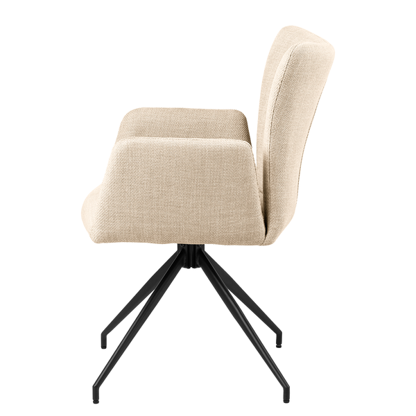 Drehbarer Armlehnenstuhl Doulba 2er-Set - Strukturstoff Badia: Beige