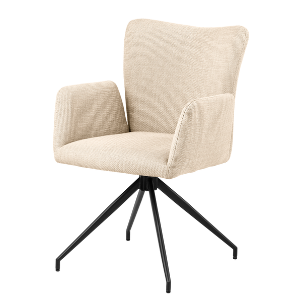 Drehbarer Armlehnenstuhl Doulba 2er-Set - Strukturstoff Badia: Beige