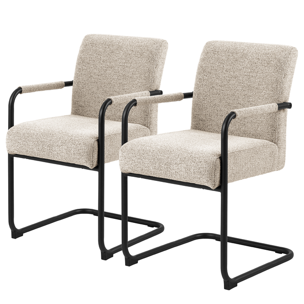 Freischwinger Marenla 2er-Set - Beige - Bouclé - Eisen - 51 x 85 x 65 cm