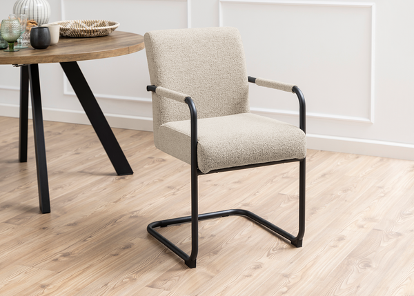 Freischwinger Marenla 2er-Set - Beige - Bouclé - Eisen - 51 x 85 x 65 cm