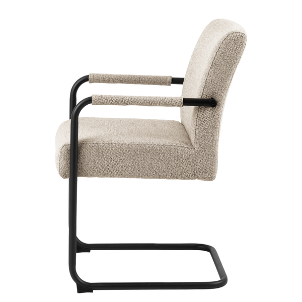Freischwinger Marenla 2er-Set - Beige - Bouclé - Eisen - 51 x 85 x 65 cm