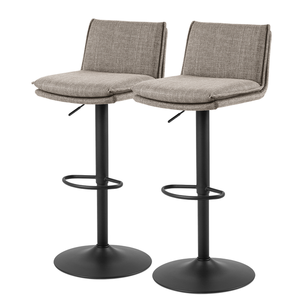 Barstuhl Tecaya 2er-Set - Webstoff / Eisen -  Graubraun / Schwarz - Graubraun