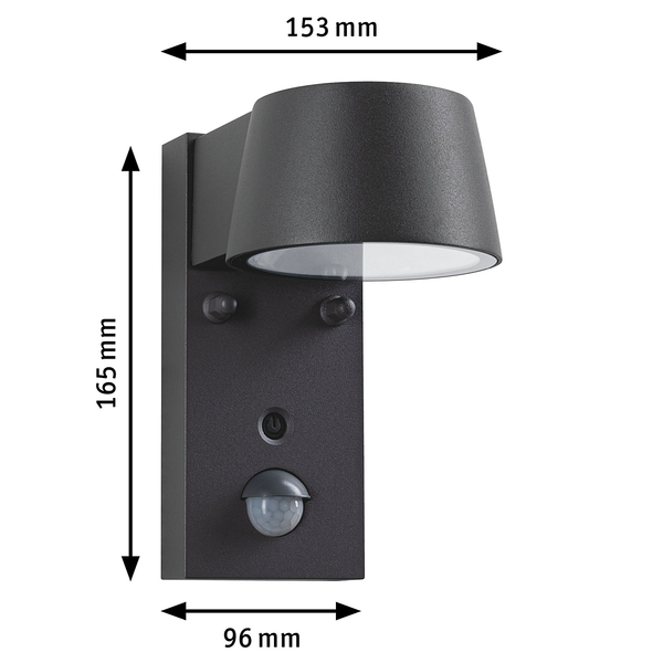 Wandleuchte Capea mit Sensor - Aluminium - Grau - 1-flammig