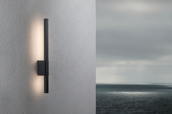 Wandleuchte Stan - Aluminium - Grau - 1-flammig - Höhe: 60 cm