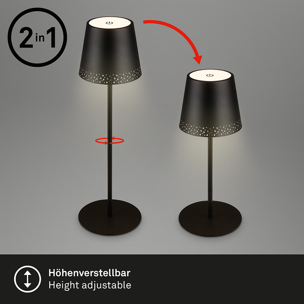 Tischleuchte Apelholmen - Aluminium - Schwarz - Schwarz