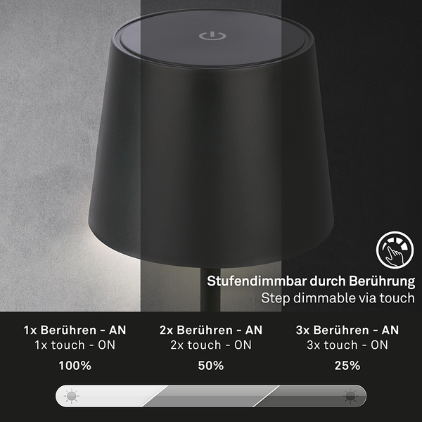 Tischleuchte Lohela - Polyethylen - Schwarz - Schwarz