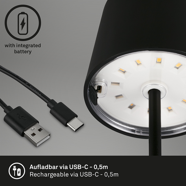 Tischleuchte Lohela - Polyethylen - Schwarz - Schwarz