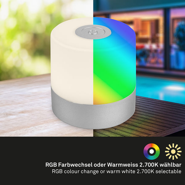 Tischleuchte Hannos RGB - Polyethylen - Silber - Silber