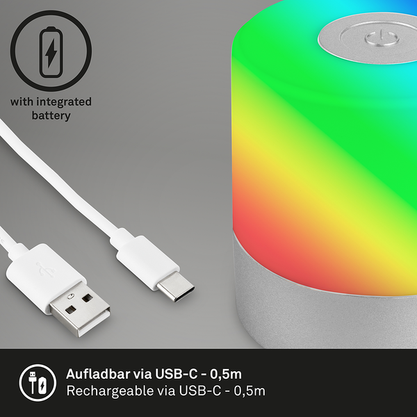 Tischleuchte Hannos RGB - Polyethylen - Silber - Silber