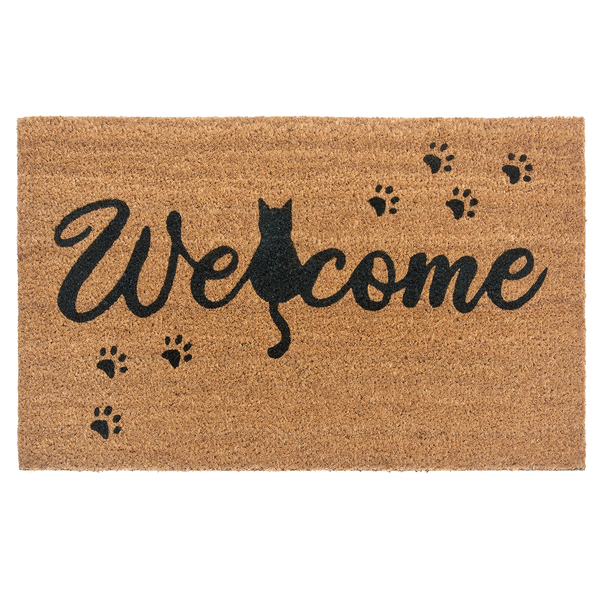 Fußmatte Kokos Cat Paws Welcome - Kokos - Beige / Schwarz