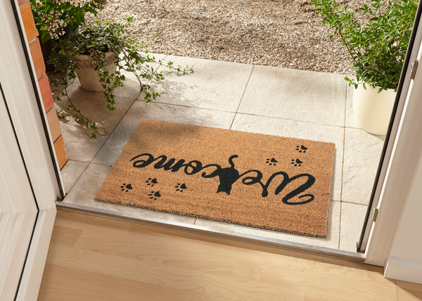 Fußmatte Kokos Cat Paws Welcome - Kokos - Beige / Schwarz
