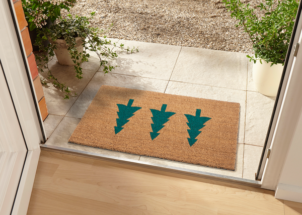 Fußmatte Kokos Green Pine Trees - Kokos - Beige / Grün