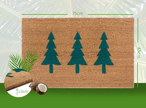 Fußmatte Kokos Green Pine Trees - Kokos - Beige / Grün