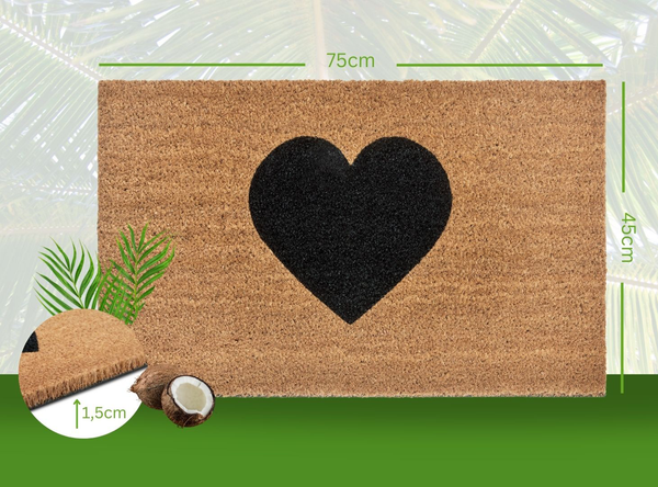 Fußmatte Kokos Black Heart - Kokos - Beige / Schwarz