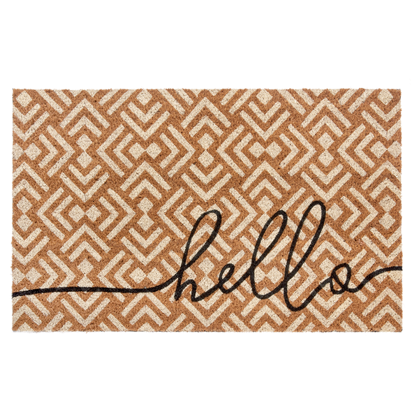 Fußmatte Kokos Geometric Hello - Kokos - Beige / Weiß