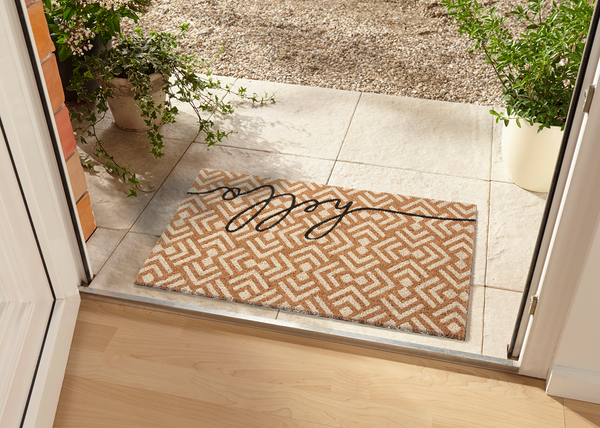 Fußmatte Kokos Geometric Hello - Kokos - Beige / Weiß