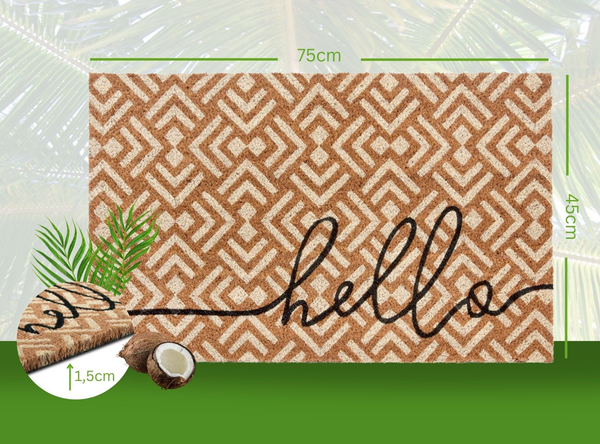 Fußmatte Kokos Geometric Hello - Kokos - Beige / Weiß