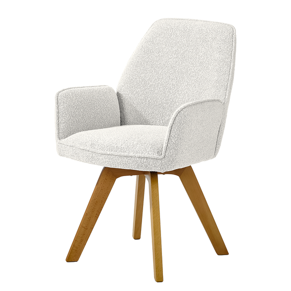 Drehbarer Armlehnenstuhl Rory - Weiß / Buche - Buche