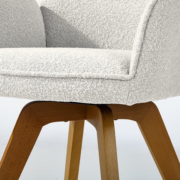 Drehbarer Armlehnenstuhl Rory - Weiß / Buche - Buche