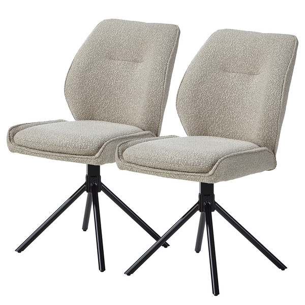 Esszimmerstuhl Mollvika 2er-Set - Grau - Bouclé - Buche - Eisen - 50 x 89 x 63 cm